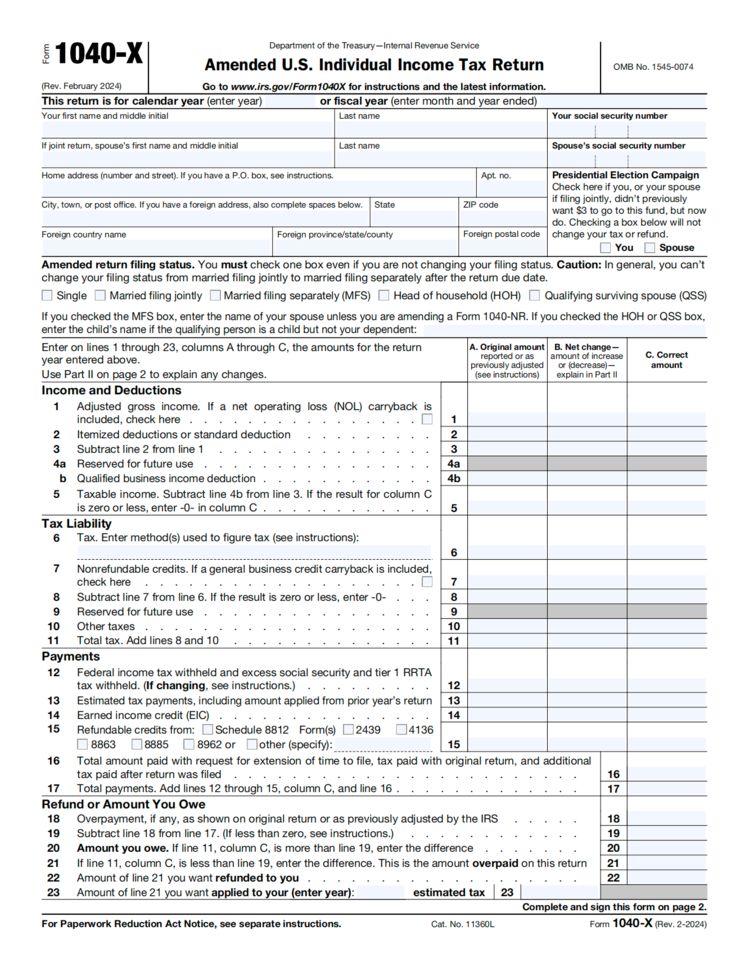 Form 1040-X